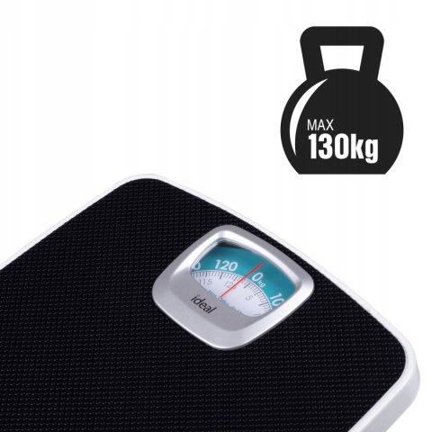 IDEAL Mechaniczna waga łazienkowa, klasyczna, analogowa do 130kg - Czarna IDEAL Mechaniczna waga łazienkowa, klasyczna, analogowa do 130kg - Czarna