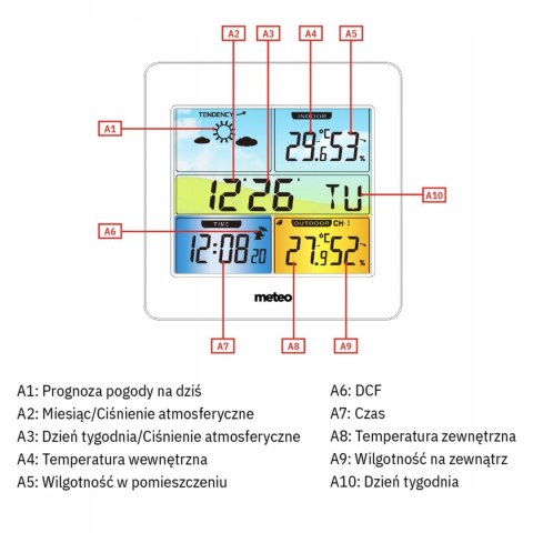 METEO STACJA POGODOWA Z DCF METEO SP202 Z POGODYNKA ORAZ CZUJNIKIEM ZEWNĘTRZNYM METEO STACJA POGODOWA Z DCF METEO SP202 Z POGODYNKA ORAZ CZUJNIKIEM ZEWNĘTRZNYM