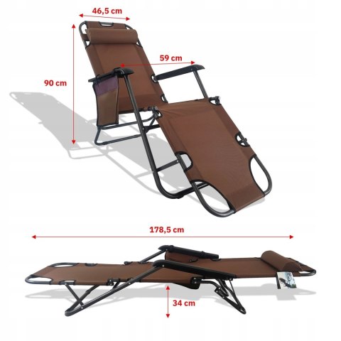 NUFORMA Fotel, leżak ogrodowy, plażowy, składany, wygodny gazetownik, zagłówek NUFORMA Fotel, leżak ogrodowy, plażowy, składany, wygodny gazetownik, zagłówek