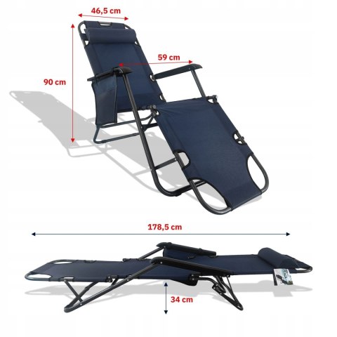 NUFORMA Fotel, leżak ogrodowy, plażowy, składany, wygodny gazetownik, zagłówek NUFORMA Fotel, leżak ogrodowy, plażowy, składany, wygodny gazetownik, zagłówek