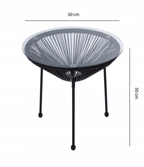 NUFORMA Stolik balkonowy, ogrodowy, kawowy stół na balkon, taras, okrągły technorattan NUFORMA Stolik balkonowy, ogrodowy, kawowy stół na balkon, taras, okrągły technorattan