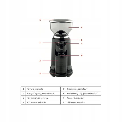 WEBBER Elektryczny młynek Żarnowy do Kawy WEBBER CG6 180W AUTOMATYCZNY 25 POZIOMÓW WEBBER Elektryczny młynek Żarnowy do Kawy WEBBER CG6 180W AUTOMATYCZNY 25 POZIOMÓW