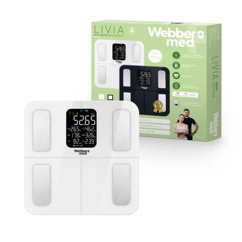 Webber Med Waga Łazienkowa Analityczna 16 Parametrów Apple Health, Google Fit, IF1320B Webber Med Waga Łazienkowa Analityczna 16 Parametrów Apple Health, Google Fit, IF1320B