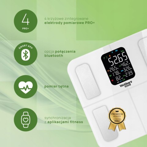 Webber Med Waga Łazienkowa Analityczna 16 Parametrów Apple Health, Google Fit, IF1320B Webber Med Waga Łazienkowa Analityczna 16 Parametrów Apple Health, Google Fit, IF1320B