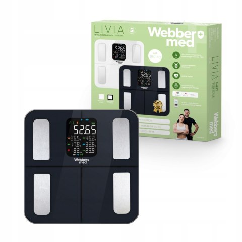 Webber Med Waga Łazienkowa Analityczna 16 Parametrów Apple Health, Google Fit, IF1320C Webber Med Waga Łazienkowa Analityczna 16 Parametrów Apple Health, Google Fit, IF1320C