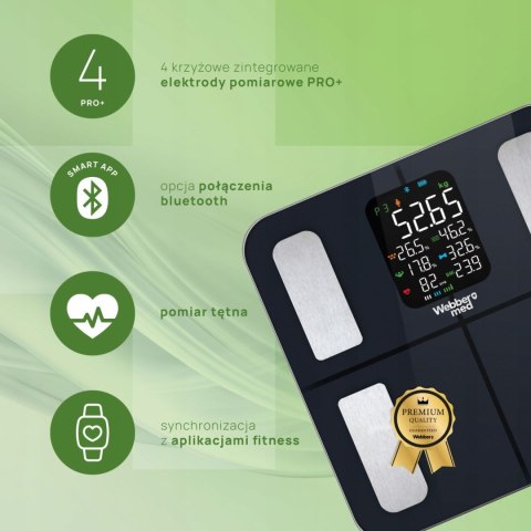 Webber Med Waga Łazienkowa Analityczna 16 Parametrów Apple Health, Google Fit, IF1320C Webber Med Waga Łazienkowa Analityczna 16 Parametrów Apple Health, Google Fit, IF1320C