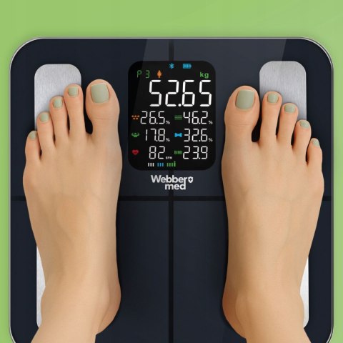 Webber Med Waga Łazienkowa Analityczna 16 Parametrów Apple Health, Google Fit, IF1320C Webber Med Waga Łazienkowa Analityczna 16 Parametrów Apple Health, Google Fit, IF1320C