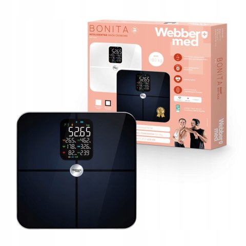 Webber Med Waga Łazienkowa Analityczna 16 Parametrów Apple Health, Google Fit, IF1321C Webber Med Waga Łazienkowa Analityczna 16 Parametrów Apple Health, Google Fit, IF1321C