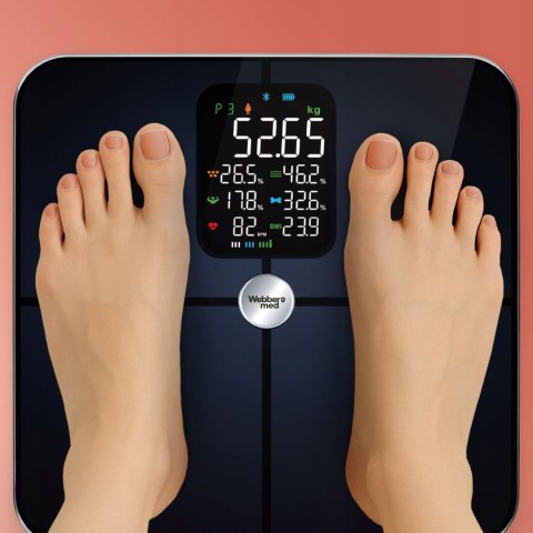 Webber Med Waga Łazienkowa Analityczna 16 Parametrów Apple Health, Google Fit, IF1321C Webber Med Waga Łazienkowa Analityczna 16 Parametrów Apple Health, Google Fit, IF1321C