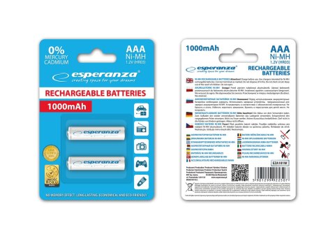 EZA101W Esperanza akumulatorki ni-mh aaa 1000mah 2szt. białe EZA101W Esperanza akumulatorki ni-mh aaa 1000mah 2szt. białe