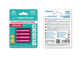 EZA102R Esperanza akumulatorki ni-mh aaa 1000mah 4szt. czerwone