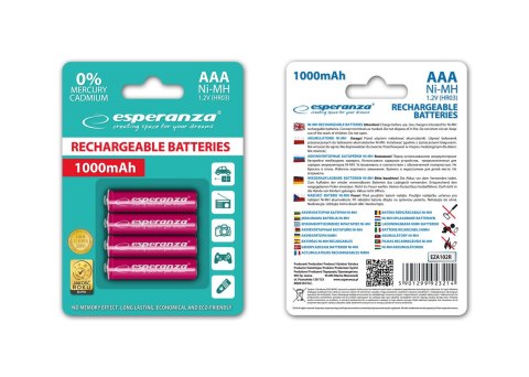 EZA102R Esperanza akumulatorki ni-mh aaa 1000mah 4szt. czerwone EZA102R Esperanza akumulatorki ni-mh aaa 1000mah 4szt. czerwone