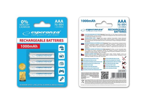EZA102W Esperanza akumulatorki ni-mh aaa 1000mah 4szt. białe EZA102W Esperanza akumulatorki ni-mh aaa 1000mah 4szt. białe
