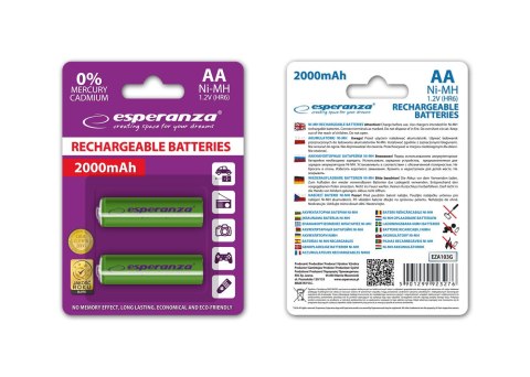 EZA103G Esperanza akumulatorki ni-mh aa 2000mah 2szt. zielone EZA103G Esperanza akumulatorki ni-mh aa 2000mah 2szt. zielone