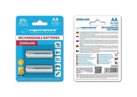 EZA103W Esperanza akumulatorki ni-mh aa 2000mah 2szt. białe EZA103W Esperanza akumulatorki ni-mh aa 2000mah 2szt. białe