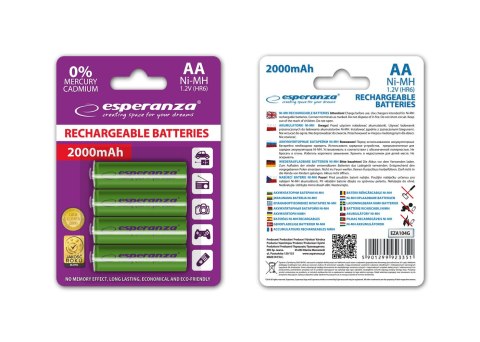 EZA104G Esperanza akumulatorki ni-mh aa 2000mah 4szt. zielone EZA104G Esperanza akumulatorki ni-mh aa 2000mah 4szt. zielone