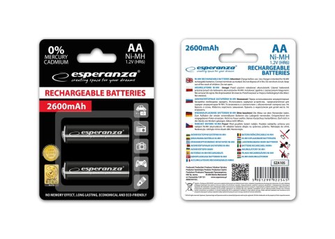 EZA105 Esperanza akumulatorki ni-mh aa high-capacity 2600mah 2szt czarne EZA105 Esperanza akumulatorki ni-mh aa high-capacity 2600mah 2szt czarne