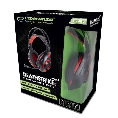 EGH420R Esperanza słuchawki z mikrofonem gaming deathstrike czerwone EGH420R Esperanza słuchawki z mikrofonem gaming deathstrike czerwone