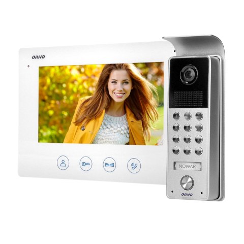 Zestaw wideodomofonowy bezsłuchawkowy, kolor, LCD 7", z szyfratorem, natynkowy, biały, CERES Zestaw wideodomofonowy bezsłuchawkowy, kolor, LCD 7", z szyfratorem, natynkowy, biały, CERES