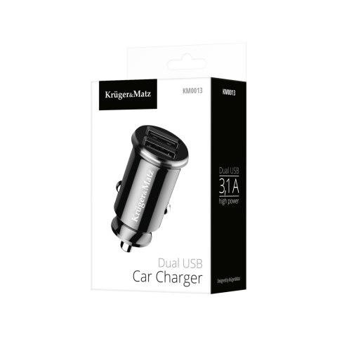 Ładowarka samochodowa Kruger&Matz dual USB 3100 mA z funkcją Quick Charge 3.0 Ładowarka samochodowa Kruger&Matz dual USB 3100 mA z funkcją Quick Charge 3.0