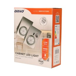 Zestaw opraw podszafkowych LED 2,5W, 180lm, 4000K, z wyłącznikiem bezdotykowym, INOX