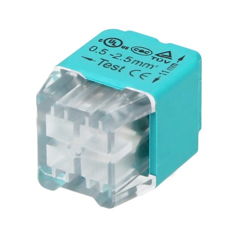 Złączka instalacyjna wciskana 4-przewodowa; dwurzędowa; na drut 0,75-2,5mm?; IEC 300V/24A; 10 szt. Złączka instalacyjna wciskana 4-przewodowa; dwurzędowa; na drut 0,75-2,5mm?; IEC 300V/24A; 10 szt.