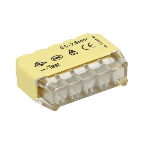Złączka instalacyjna wciskana 5-przewodowa; na drut 0,75-2,5mm?; IEC 300V/24A 50 szt. Złączka instalacyjna wciskana 5-przewodowa; na drut 0,75-2,5mm?; IEC 300V/24A 50 szt.