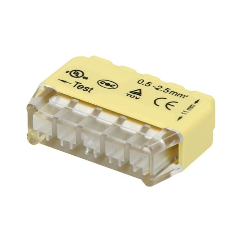 Złączka instalacyjna wciskana 5-przewodowa; na drut 0,75-2,5mm?; IEC 300V/24A 50 szt. Złączka instalacyjna wciskana 5-przewodowa; na drut 0,75-2,5mm?; IEC 300V/24A 50 szt.