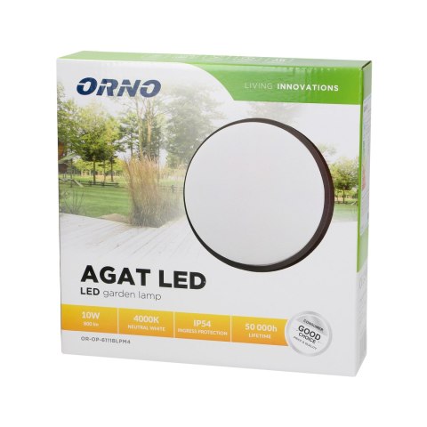AGAT LED 10W, oprawa ogrodowa, 800lm, IP54, 4000K, czarna AGAT LED 10W, oprawa ogrodowa, 800lm, IP54, 4000K, czarna