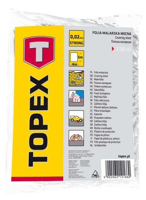 Folia malarska LDPE, 0.02 mm, 4 x 5 m Folia malarska LDPE, 0.02 mm, 4 x 5 m