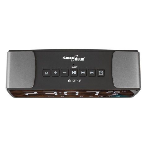 Radiobudzik bluetooth GreenBlue, FM, aux-in, 6W, temperatura, alarm, zegar, akumulator 2200mAh, GB200 Radiobudzik bluetooth GreenBlue, FM, aux-in, 6W, temperatura, alarm, zegar, akumulator 2200mAh, GB200