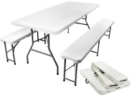 Gardlov Stół ogrodowy składany 180cm + 2 ławki