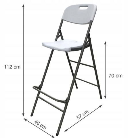 NUFORMA KRZESŁO HOKER SKŁADANE BAROWE OGRODOWE TURYSTYCZNE CATERINGOWE BIAŁE 70cm NUFORMA KRZESŁO HOKER SKŁADANE BAROWE OGRODOWE TURYSTYCZNE CATERINGOWE BIAŁE 70cm