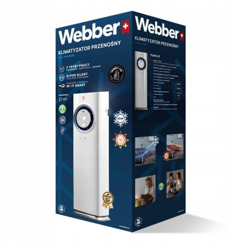WEBBER Klimatyzator przenośny cichy 3w1 Webber 1,7kW WiFi Pompa ciepła grzanie WEBBER Klimatyzator przenośny cichy 3w1 Webber 1,7kW WiFi Pompa ciepła grzanie