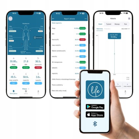 WEBBER Waga Łazienkowa Analityczna 15 Parametrów Apple Health, Google Fit, IF2825A WEBBER Waga Łazienkowa Analityczna 15 Parametrów Apple Health, Google Fit, IF2825A