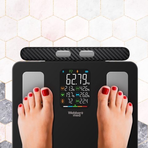 WEBBER Waga Łazienkowa Analityczna 15 Parametrów Apple Health, Google Fit, IF2825A WEBBER Waga Łazienkowa Analityczna 15 Parametrów Apple Health, Google Fit, IF2825A