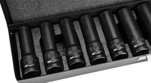 Nasadki udarowe 1/2", 10-24 mm, zestaw 11 szt. Nasadki udarowe 1/2", 10-24 mm, zestaw 11 szt.
