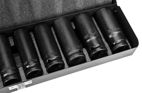 Nasadki udarowe 1/2", 10-24 mm, zestaw 11 szt. Nasadki udarowe 1/2", 10-24 mm, zestaw 11 szt.