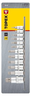 Bity Torx na nasadce 1/4", 3/8", 1/2", zestaw 12 szt.