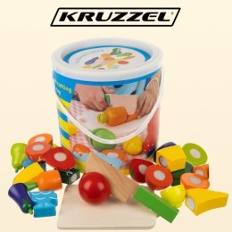 Kruzzel Warzywa do krojenia drewniane w wiaderku