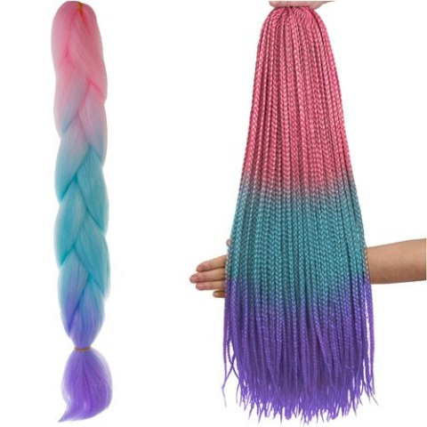 Soulima Włosy syntetyczne warkoczyki ombre róż/ni/f W10341 Soulima Włosy syntetyczne warkoczyki ombre róż/ni/f W10341