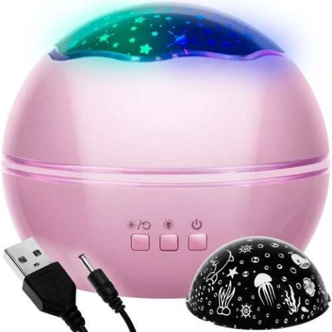 Izoxis Lampka nocna z projektorem- różowa LP16859 Izoxis Lampka nocna z projektorem- różowa LP16859