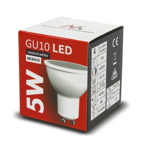 Żarówka LED Maclean, GU10, 5W, 220-240V~, 50/60Hz, barwa neutralna biała, 4000K, 400 lumenów, MCE435 NW Żarówka LED Maclean, GU10, 5W, 220-240V~, 50/60Hz, barwa neutralna biała, 4000K, 400 lumenów, MCE435 NW