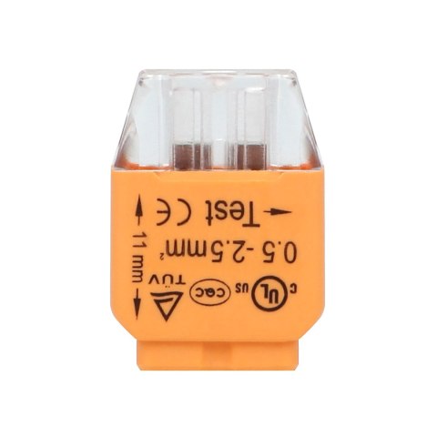 Złączka instalacyjna wciskana 2-przewodowa; na drut 0,75-2,5mm?; IEC 300V/24A; Blister 10 szt. Złączka instalacyjna wciskana 2-przewodowa; na drut 0,75-2,5mm?; IEC 300V/24A; Blister 10 szt.