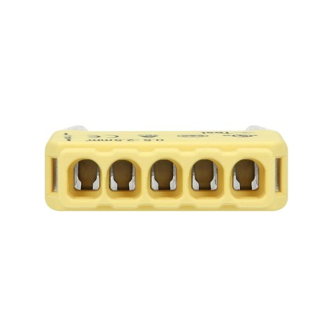 Złączka instalacyjna wciskana 5-przewodowa; na drut 0,75-2,5mm?; IEC 300V/24A; Blister 10 szt. Złączka instalacyjna wciskana 5-przewodowa; na drut 0,75-2,5mm?; IEC 300V/24A; Blister 10 szt.