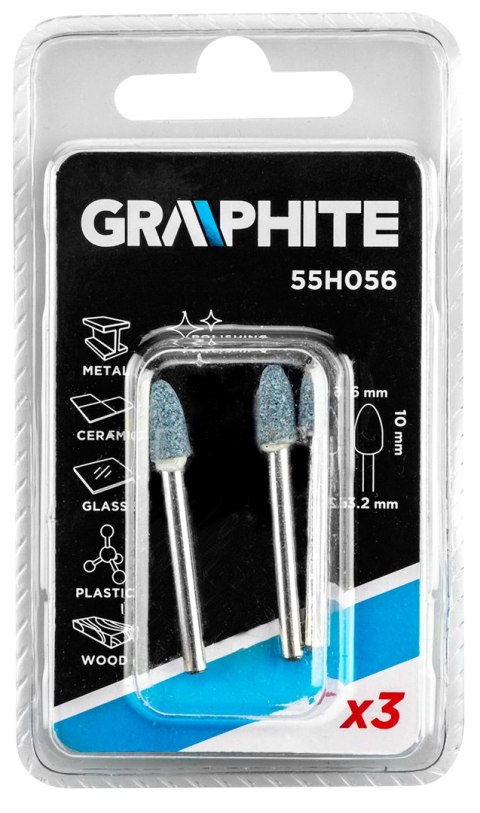Kamień szlifierski pocisk 6 x 10 mm, trzpień 3.2 mm, 3 szt. Kamień szlifierski pocisk 6 x 10 mm, trzpień 3.2 mm, 3 szt.