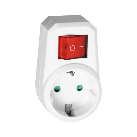 Adapter 1x2P+Z (Schuko) z włącznikiem, biały Adapter 1x2P+Z (Schuko) z włącznikiem, biały