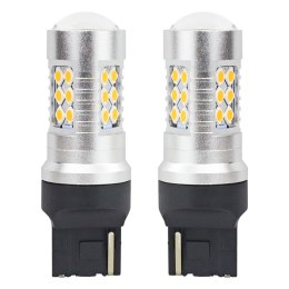 Żarówki led canbus 3030 24smd t20 wy21w pomarańczowa amber 12v 24v amio-02393