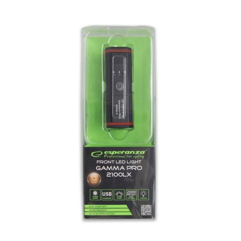 EOT058 Esperanza profesjonalna lampka rowerowa led na przód 2w1 gamma pro 2100 lx EOT058 Esperanza profesjonalna lampka rowerowa led na przód 2w1 gamma pro 2100 lx