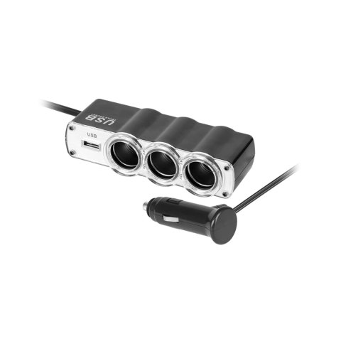 Rozdzielacz gniazda zapalniczki samochodowej x3 z kablem i USB Rozdzielacz gniazda zapalniczki samochodowej x3 z kablem i USB